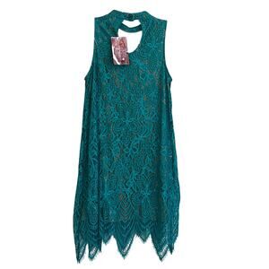Love fire lined lace turquoise dress NWT medium